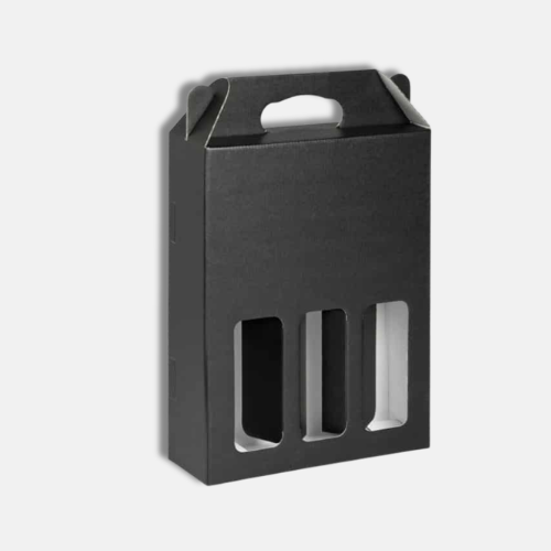 Black 3 Bottle Window Wine Box Packaging Black 3 Bottle Window Wine Box Packaging