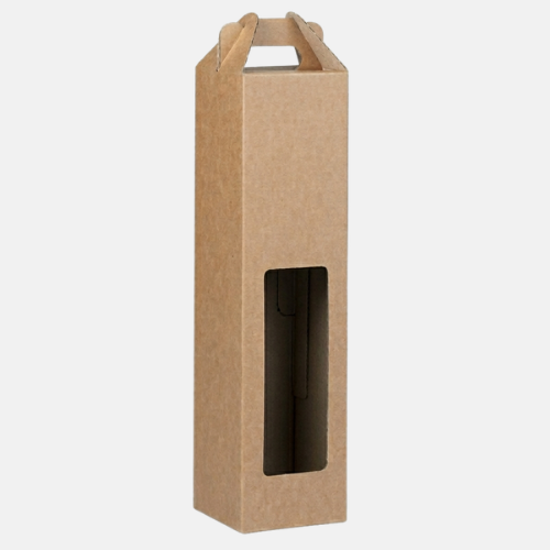 Brown Craft Econo Single Bottle Window Wine Box Brown Craft Econo Single Bottle Window Wine Box