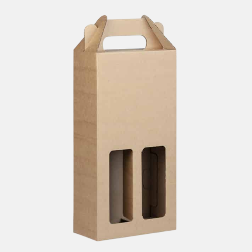 Econo 2-Bottle Window Wine Box Brown Craft Gift Packaging Econo 2-Bottle Window Wine Box Brown Craft Gift Packaging