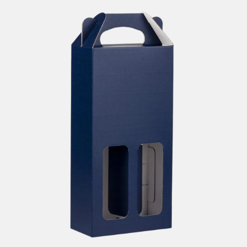 Navy 2 Bottle Window Wine Box Navy 2 Bottle Window Wine Box